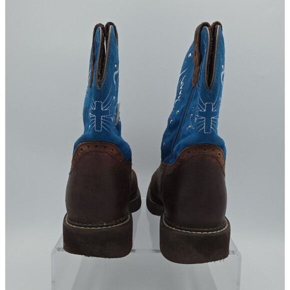 Justin SL9975 Gypsy Rough Out Cross Blue and Brown Western Boot Women's 6B - Picture 3 of 9